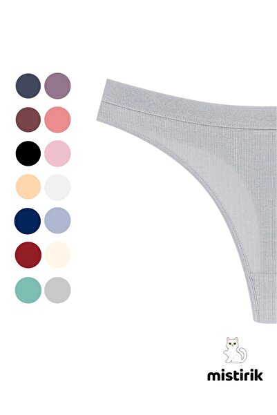 MİSTİRİK Paulo Model Fitilli Esnek Kumaş String Tanga Gri Renk