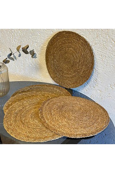 Home 4-Piece Wicker Plate Mesh - American Serving Bamboo Tableware Pot Mat Fireproof