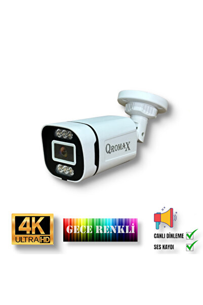 qromax Gece Renkli Gösteren Sesli 6 Warm Ledli 4k Fullhd Ip Güvenlik Kamerası 4386ws