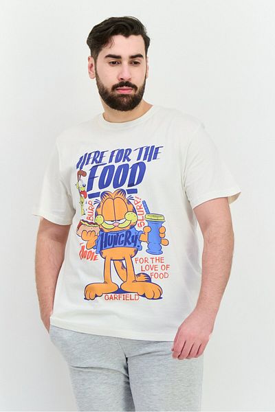 NİCKELODEON Men Crew Neck Short Sleeve Graphic T Shirt, Off White Combo
