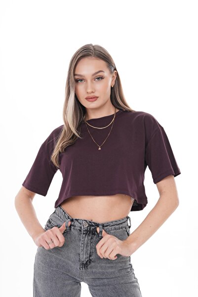 ŞİMAL Γυναικείο κοντό μπλουζάκι με λαιμόκοψη 250024 -