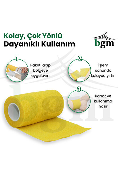 bgm Elastik Kendinden Yapışkanlı Bandaj  10cm X 4.5m Coban Bandajı Sporcu Bandı Elastik Bandaj