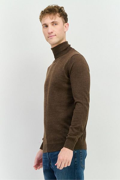 Sorbino Men Mock Neck Long Sleeves Textured Sweater, Brown