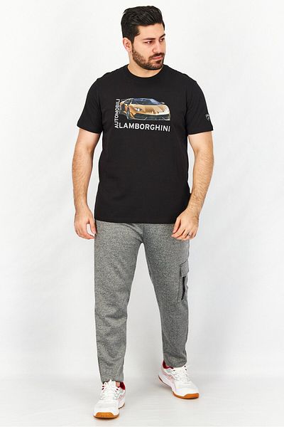 Lamborghini Men Crew Neck Short Sleeves Graphic T-Shirt, Black