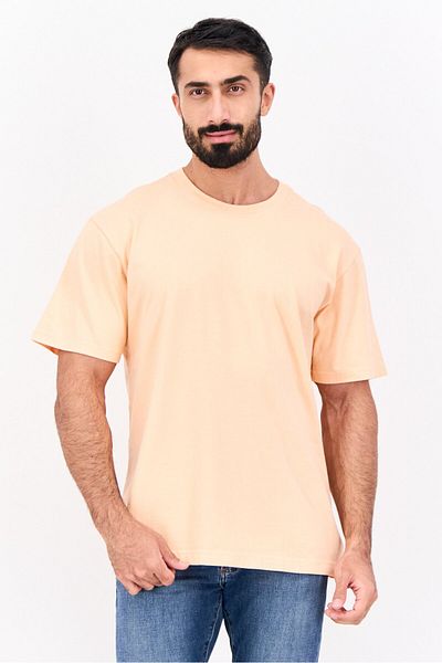 GAP Men Crew Neck Short Sleeves Plain T-shirt, Peach
