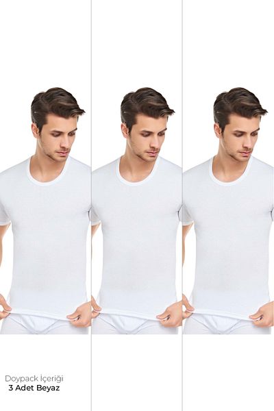 CENNETOĞLU Men's 3-Piece Crew Neck Undershirt in Special Package