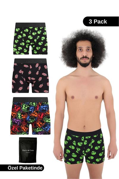 Harry Jons Ανδρικό Boxer 3 Pack 1st Class Fabric Premium Package Special Design. Δώρο προίκας απλό μποξεράκι Lycra