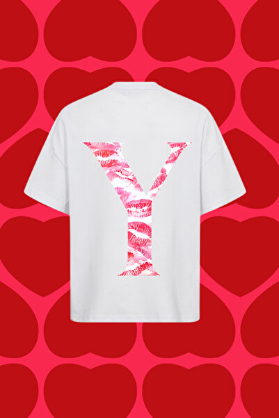 Dupe Design Letter Y Kiss Printed Oversize Unisex T-Shirt