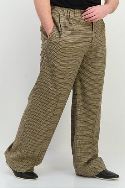Gant Men Regular Fit Houndstooth Print Straight Leg Pants, Brown Combo
