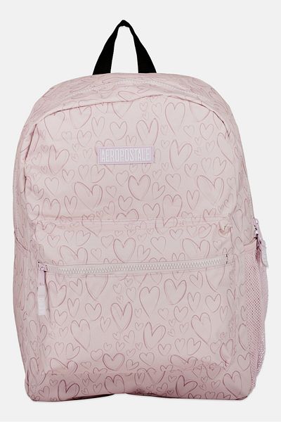 Aeropostale Women Heart Print Backpack 32 L x 44 H x 13 W cm, Old Pink Combo