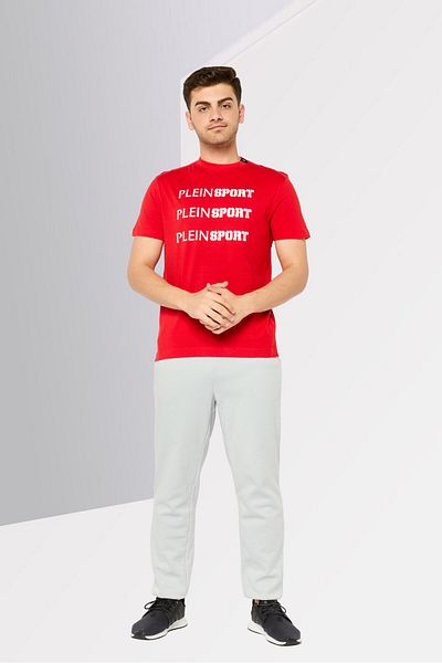 Plein Sport Men Sportswear Fit Short Sleeves Outdoor T-shirt, Red