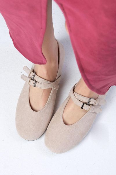 Mio Gusto Daria Beige Color Women's Ballerinas