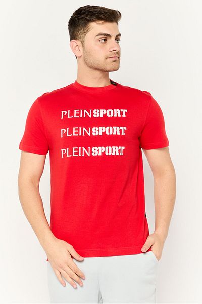 Plein Sport Men Sportswear Fit Short Sleeves Outdoor T-shirt, Red