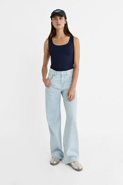 Stradivarius Polyamide tank top with wide straps
