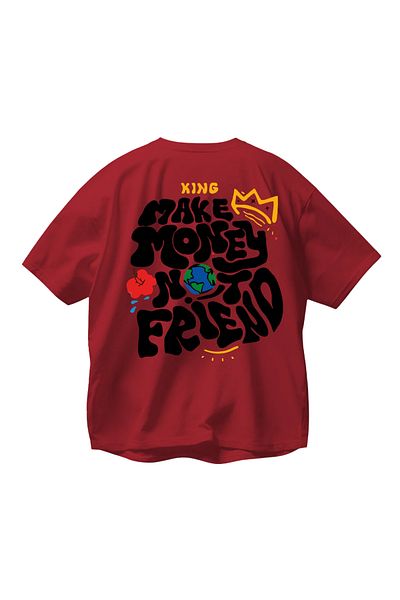 SVART WEAR Unisex Red Oversize Printed Tshirt