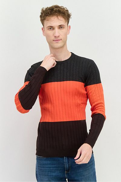 Sorbino Men Crew Neck Textured Long Sleeves Sweatshirt, Red