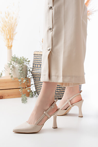 Nirvana Women's High Heeled Shoes Open Back Heel 9 cm Buckle Evening Dress Shoes