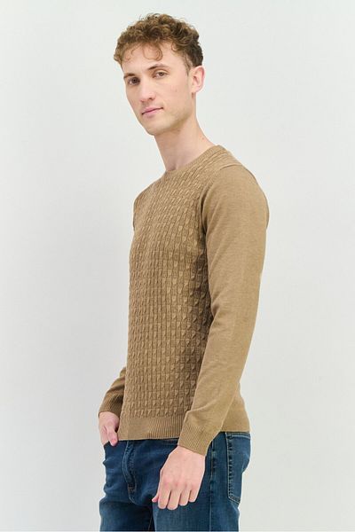 Sorbino Men Crew Neck Long Sleeves Heather Sweatshirt, Brown