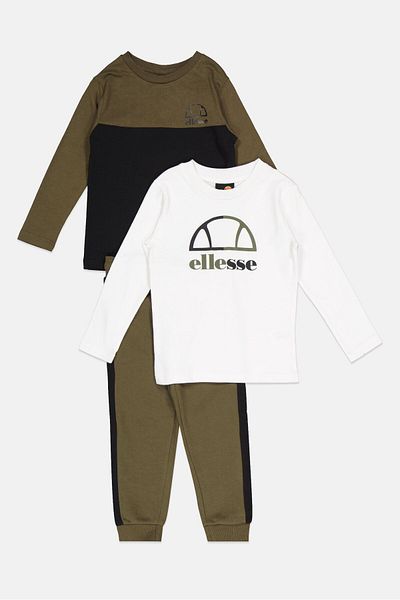 Ellesse Toddlers Boy 3 Pieces Brand Logo Sweatshirt And Joggers Set, Olive