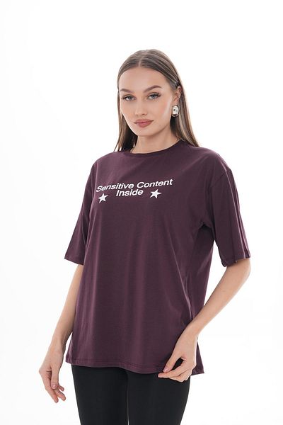 ŞİMAL Tricou oversize cu decolteu rotund cu imprimeu pentru femei 250100   -
