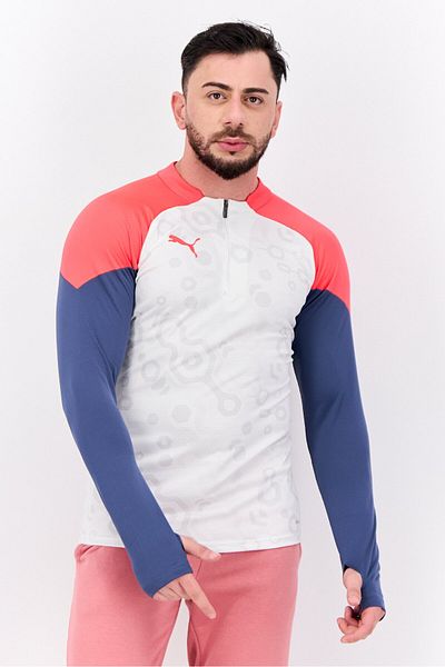 Puma Men Slim Fit Long Sleeves Training Jersey, White Combo