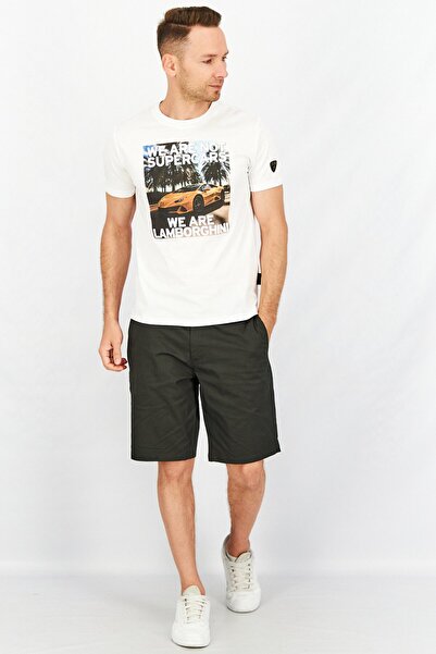 Lamborghini Men Crew Neck Short Sleeves Graphic T-Shirt, White