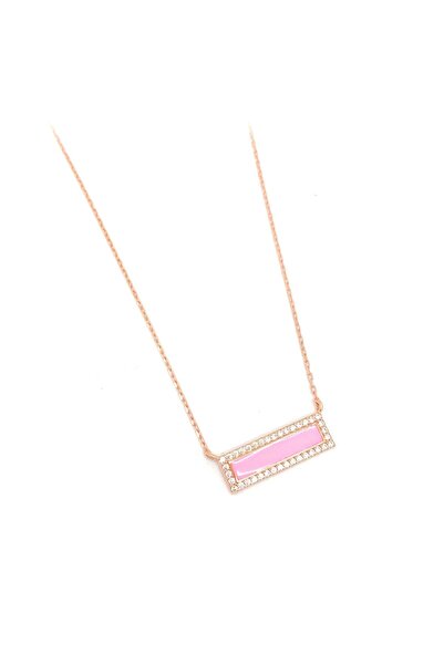 Pembe Mineli Kolye -40 cm-