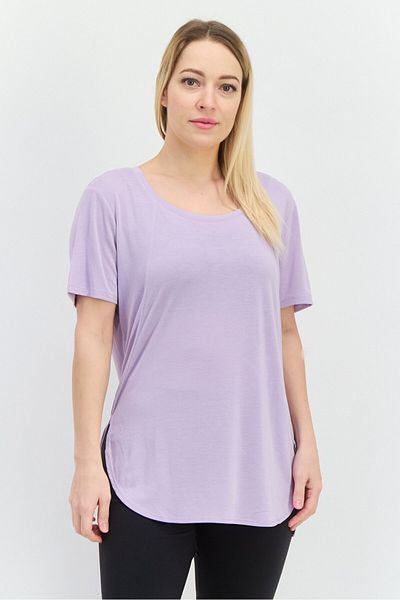 SKECHERS Women Sportswear Fit Short Sleeve Outdoor Top, Lavender