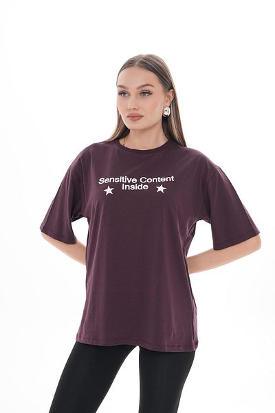 ŞİMAL Tricou oversize cu decolteu rotund cu imprimeu pentru femei 250100   -