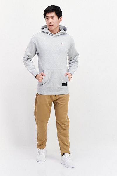 Puma x AC Milan Men Sportswear Fit Long Sleeve Outdoor Hooded Sweatshirt, Light Grey Heather