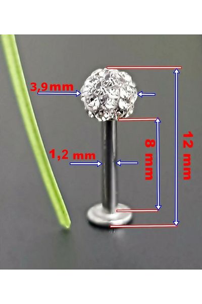Begonia Accessories 316L Surgical Steel -8 mm Double Set Labret Piercing with Ball End