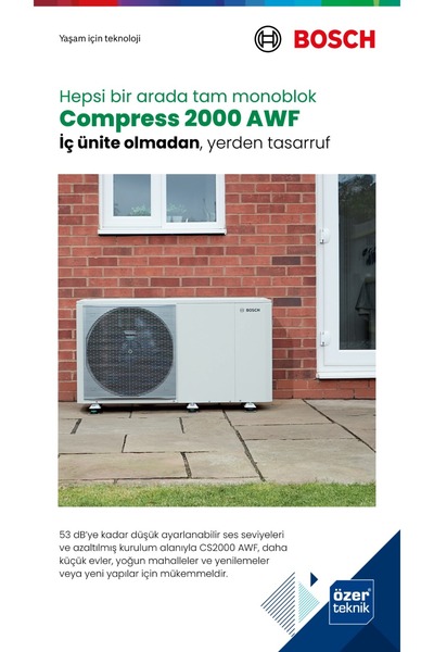 Bosch 14 KW CS2000 AWF MONOBLOK -MONOFAZE R32 Isı Pompası