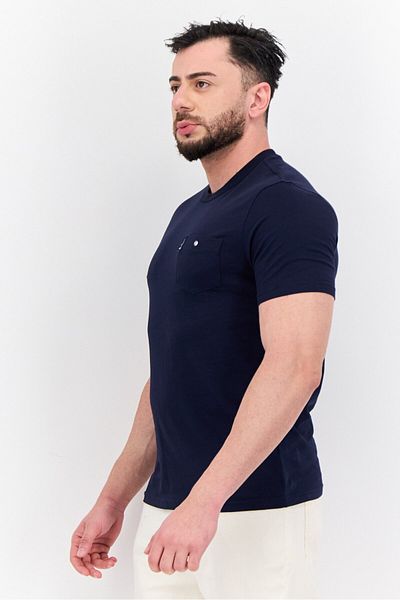 Ben Sherman Men Crew Neck Short Sleeves Brand Logo T-shirt, Navy