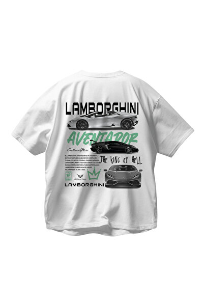 SVART WEAR تي شيرت أبيض كبير الحجم للجنسين من لامبو أفينتادور