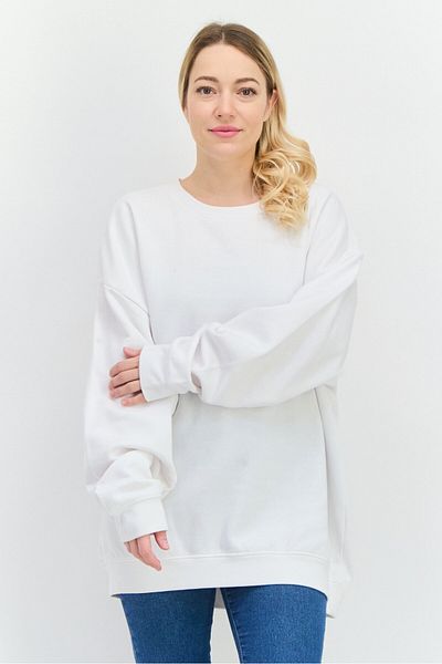 Juice Women Crew Neck Plain Sweatshirt, White