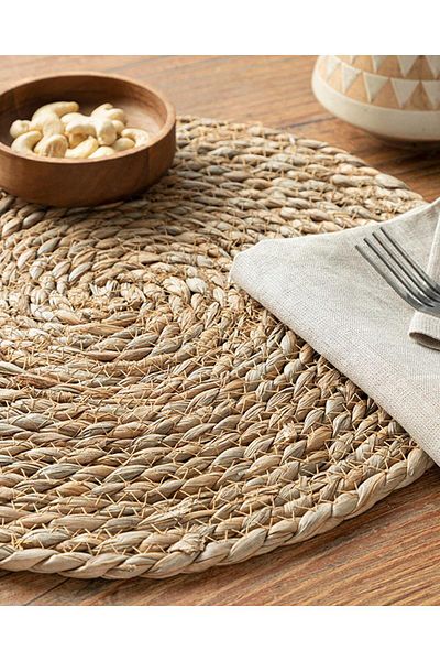 Home 4-Piece Wicker Plate Mesh - American Serving Bamboo Tableware Pot Mat Fireproof