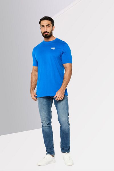 Cerruti 1881 Men Crew Neck Short Sleeve Brand Logo T Shirt, Blue