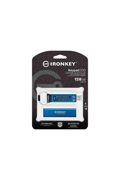 Kingston Ironkey 128Gb Keypad 200, Fips 140-3 Portable Type-C Memory - Ikkp200C/128Gb