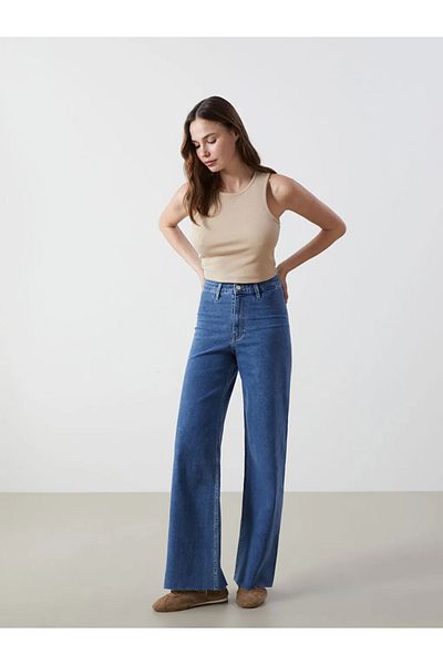 LC Waikiki Blugi LCW Indigo Wideleg Pantaloni de jeans pentru femei
