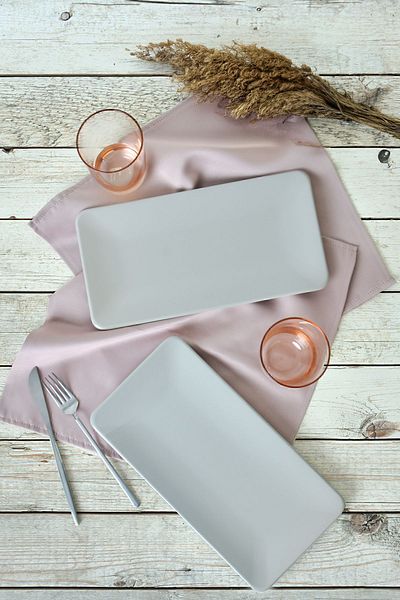Keramika Matte Gray Siera Boat Plate 33 Cm 2 Pieces 995