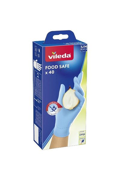 Vileda 40-Piece Food Safe Powder-Free Disposable Nitrile Gloves Small/Medium