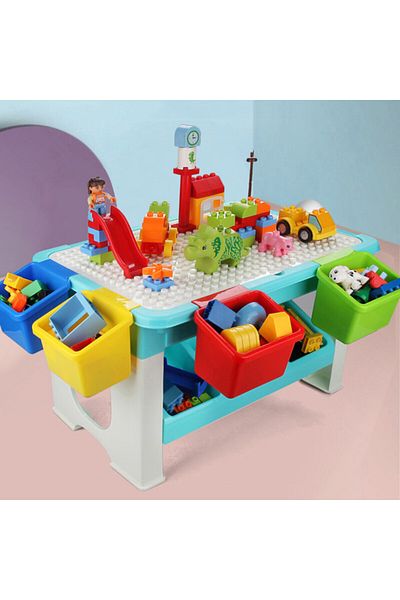 Little Story طاولة أنشطة 3 في 1 مكونة من 59 مكعبًا