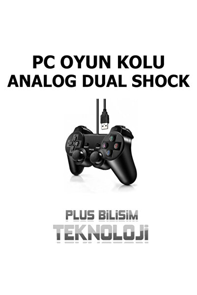 Plus Bilişim PC Oyun Kolu, Joystick Analog Dual Shock Usb 1.8 Metre (Çift Titreşimli)