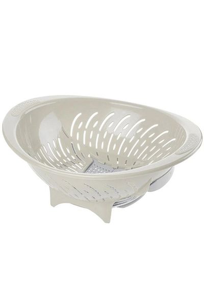 Tiesa Home Smart Pasta Vegetable Fruit Strainer Cream with Plastic Pop-Up Lid