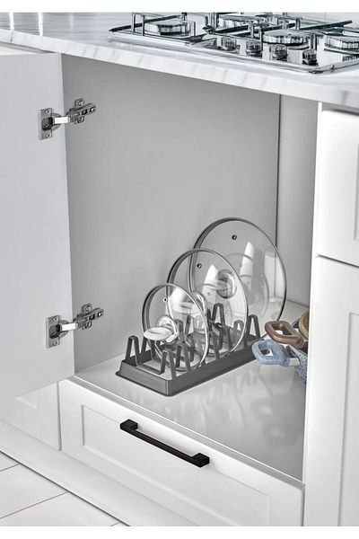 Vi Caro 6 Compartment Serving Pan Pot Lid - Plate Organizer, Hard Plastic Material 2 Pieces