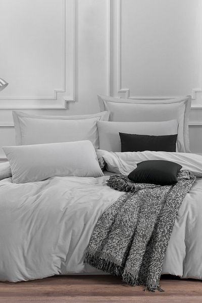 Eponj Home Διπλό Σετ Παπλωματοθήκη FreshColor IreneGrey - 100% Φυσικό Βαμβάκι