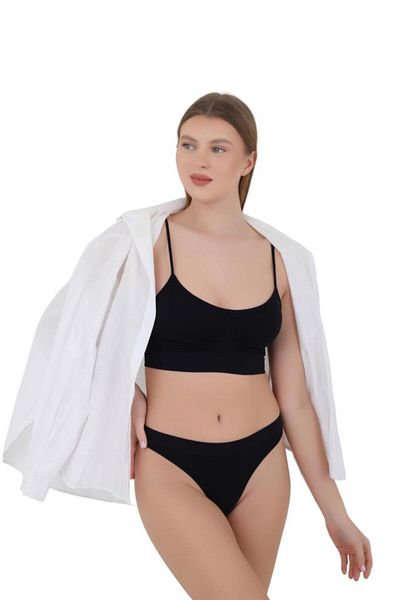 CNT Pachet special de 3 tanga pentru femei din microfibră - negru, alb, piele |   S/M, L/XL