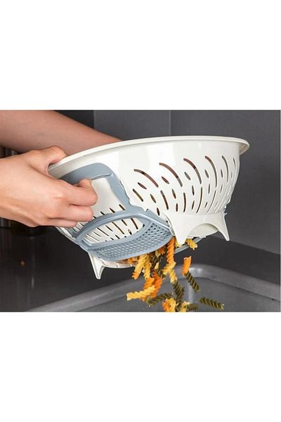 Tiesa Home Smart Pasta Vegetable Fruit Strainer Cream with Plastic Pop-Up Lid