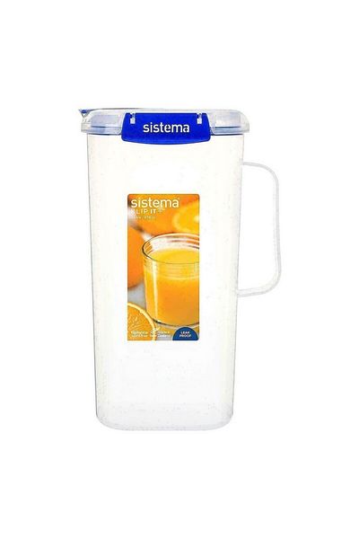 Sistema Klip-It BPA-Free Dishwasher Safe Leak-Proof Juice Jug Clear 2 Liter