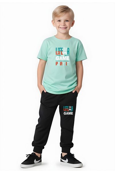 FYK COLLECTİON Game Play Printed Boy's Short Sleeve Bottom-Top Suit